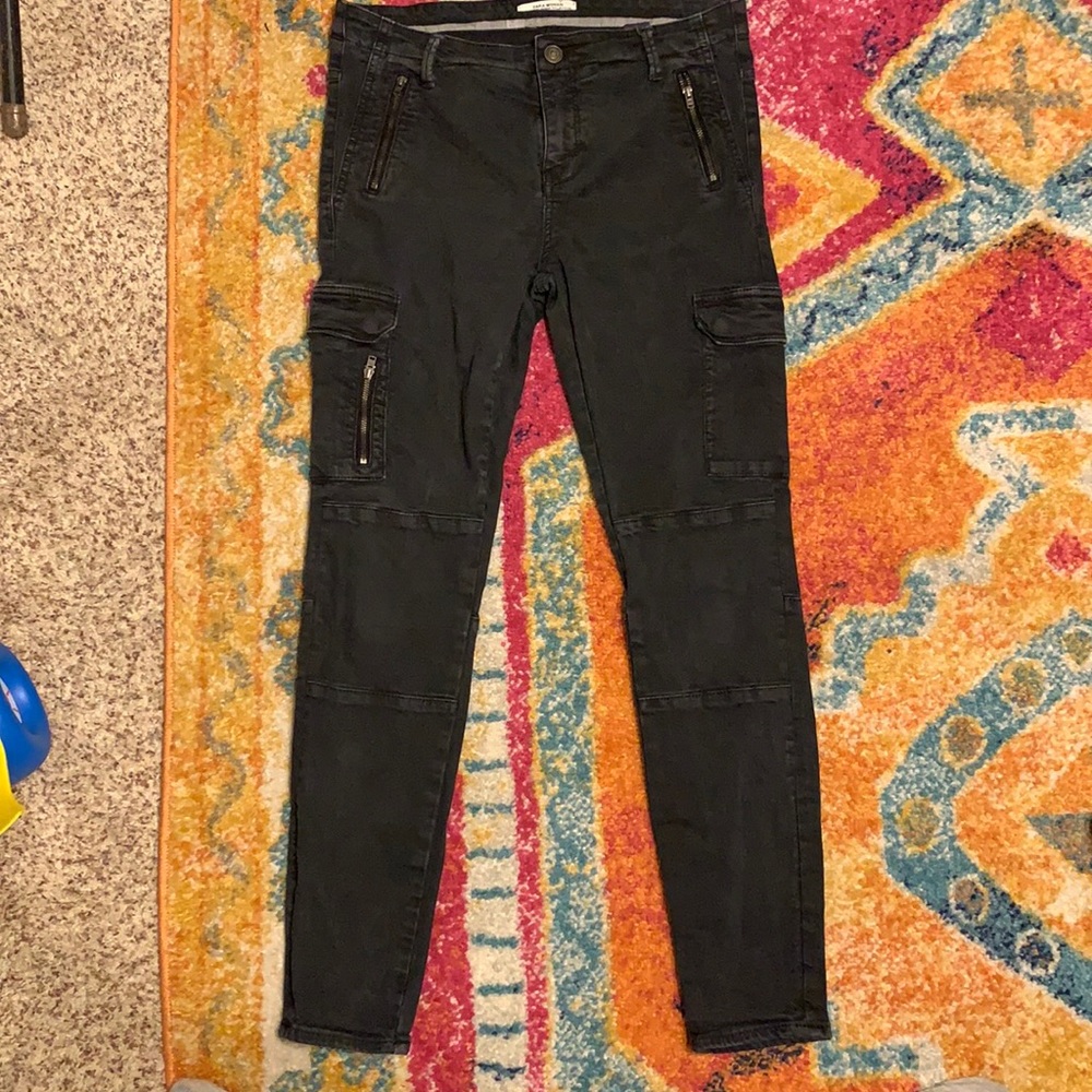 Zara woman black skinny multi pocket pants